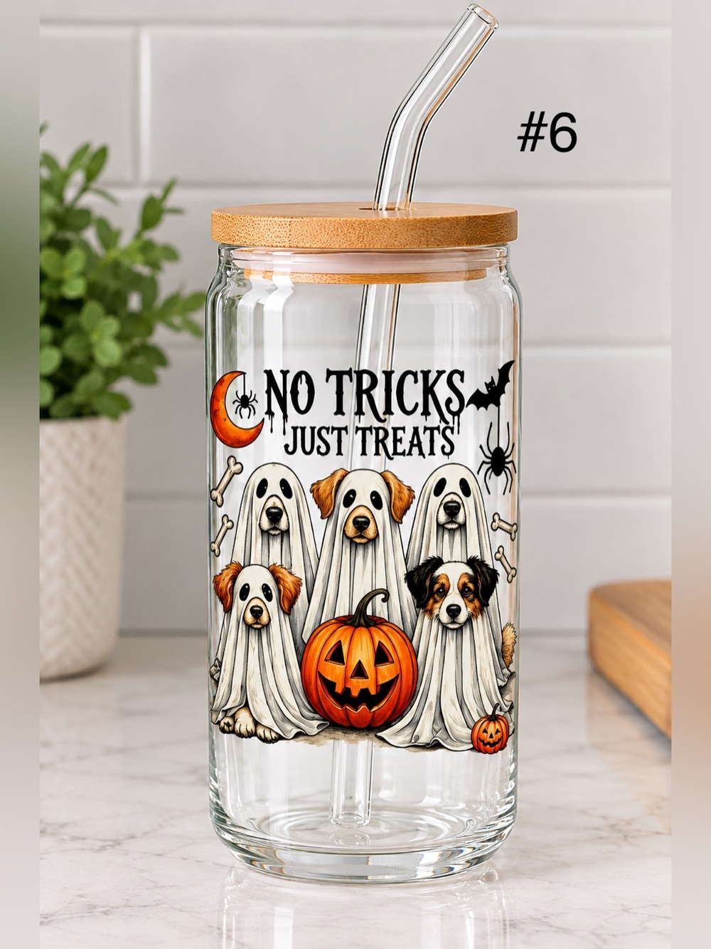 Buy now* 16 ounce glass tumbler with bamboo lid and straw - Picture 6 of 6